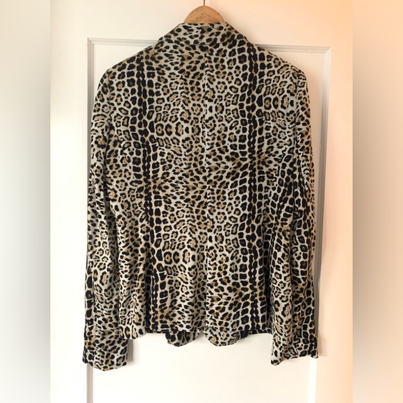 Zara XL soft knit leopard cropped suit jacket - Picture 2 of 5